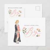 Blonde moeder om van een jongen baby shower te zij briefkaart (Voorkant / Achterkant)
