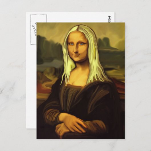 Blonde Mona Lisa Briefkaart (Voorkant / Achterkant)