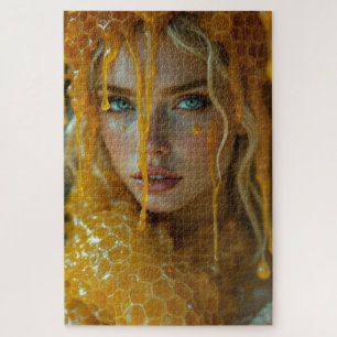 Blonde mooie godin in een honingraatgloed legpuzzel