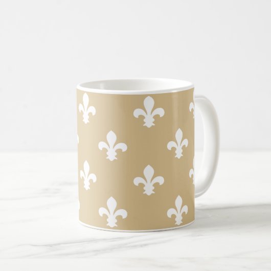 Blonde Neutral Fleur de Lys Koffiemok (Voorkant rechts)