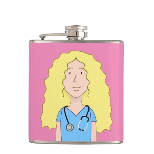 Blonde Nurse Heupfles (Voorkant)