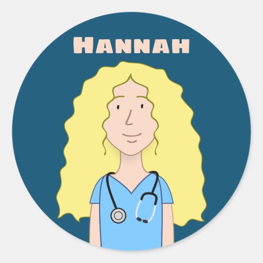 Blonde Nurse Ronde Sticker (Voorkant)