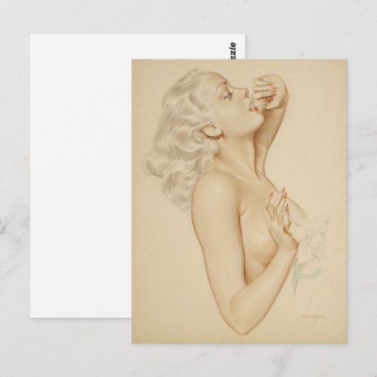 Blonde omhoog briefkaart (Voorkant / Achterkant)