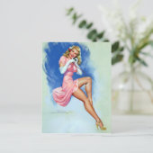 Blonde op telefoonaansluiting briefkaart (Staand voorkant)