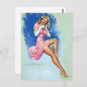 Blonde op telefoonaansluiting briefkaart (Voorkant / Achterkant)