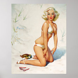 Blonde op Zand Pin Up Poster