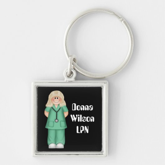 Blonde Personalized verpleegster Sleutelhanger (Voorkant)