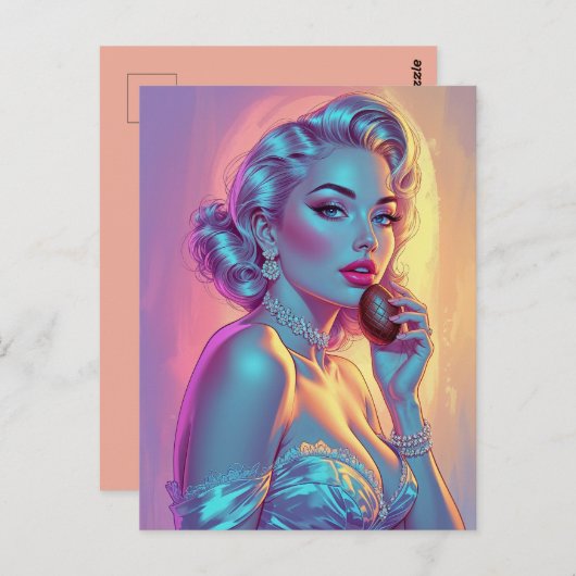 Blonde Pin-Up Chocolade Ei Briefkaart (Voorkant / Achterkant)