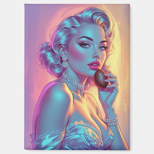 Blonde Pin-Up Chocolate Easter Egg Magneet (Voorkant)