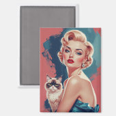 Blonde Pin-Up met Grumpy Cat Magneet (Voorkant / Achterkant)
