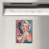 Blonde Pin-Up met Grumpy Cat Magneet (Insitu (Vaatwasser))