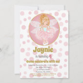 Blonde Pink Fairy Girls Birthday Invitation Kaart (Voorkant)