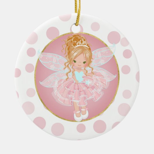 Blonde Pink Fairy Keramisch Ornament (Voorkant)
