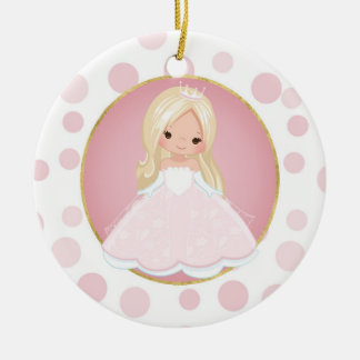 Blonde Pink Princess Keramisch Ornament