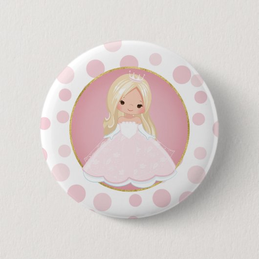 Blonde Pink Princess Ronde Button 5,7 Cm (Voorkant)