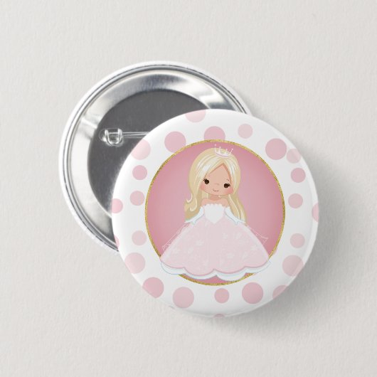 Blonde Pink Princess Ronde Button 5,7 Cm (Voorkant /achterkant)