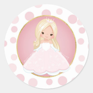 Blonde Pink Princess Ronde Sticker