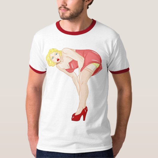 Blonde Pinup Girl 2 T-shirt (Voorkant)
