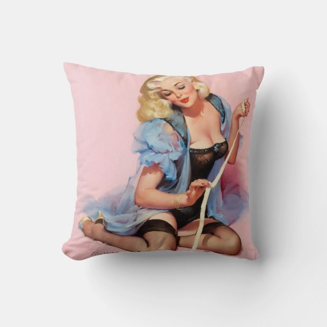 Blonde pinup girl kussen (Voorkant)