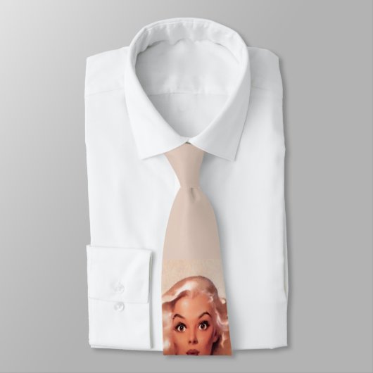 Blonde Pinup in witte bikini Stropdas (Gebonden)