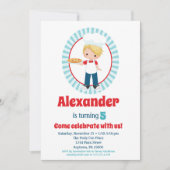 Blonde Pizza Party Boys Birthday Uitnodiging (Voorkant)