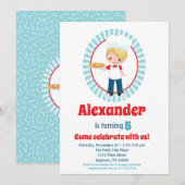 Blonde Pizza Party Boys Birthday Uitnodiging (Voorkant / Achterkant)