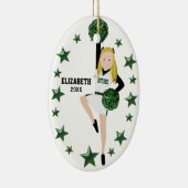 Blonde Pom Squad Groen en Wit Keramisch Ornament (Rechts)