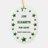 Blonde Pom Squad Groen en Wit Keramisch Ornament (Achterkant)