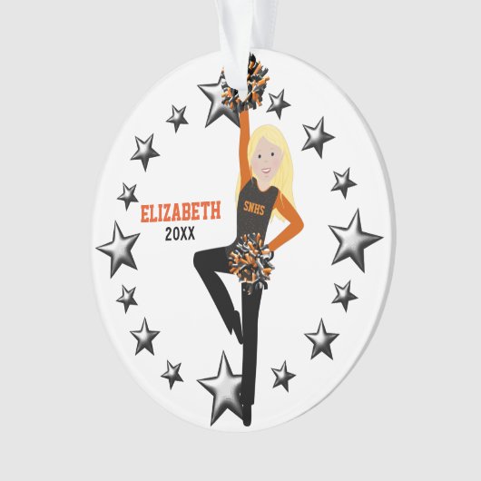 Blonde Pom Squad in Oranje en zwart Ornament (voorkant)