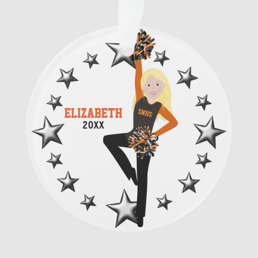 Blonde Pom Squad in Oranje en zwart Ornament (voorkant)