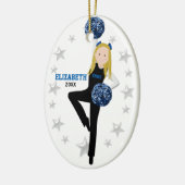 Blonde Pom Squad in zwart, blauw en wit Keramisch Ornament (Links)