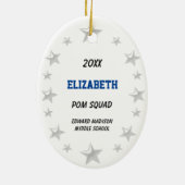 Blonde Pom Squad in zwart, blauw en wit Keramisch Ornament (Achterkant)