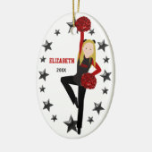 Blonde Pom Squad in zwart-wit en rood Keramisch Ornament (Links)