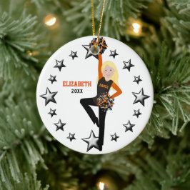 Blonde Pom Squad Oranje en zwart Keramisch Ornament