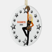 Blonde Pom Squad Oranje en zwart Keramisch Ornament (Rechts)