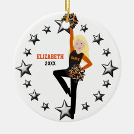 Blonde Pom Squad Oranje en zwart Keramisch Ornament