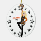 Blonde Pom Squad Oranje en zwart Keramisch Ornament (Links)