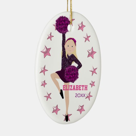 Blonde Pom Squad Personalized Keepomwille Ornament (Rechts)