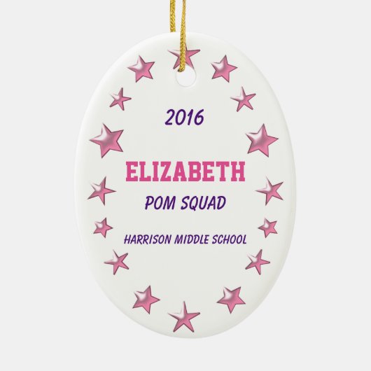Blonde Pom Squad Personalized Keepomwille Ornament (Achterkant)