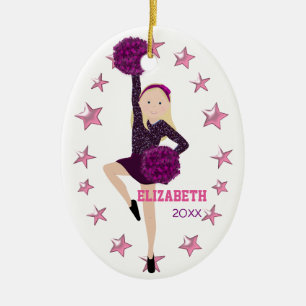 Blonde Pom Squad Persoonlijke keepaardversiering Keramisch Ornament
