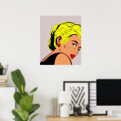 blonde Pop Art Woman  Comic Girl pop Poster (Thuiskantoor)