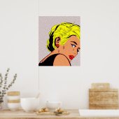 blonde Pop Art Woman  Comic Girl pop Poster (Keuken)