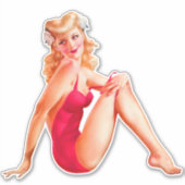 Blonde pop-up in Red Bathing Suit Sticker (Voorkant)