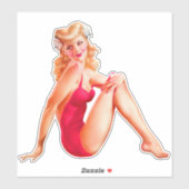 Blonde pop-up in Red Bathing Suit Sticker (Vel)
