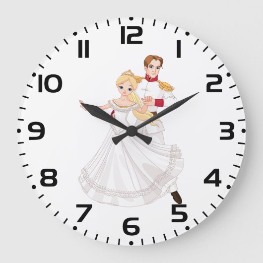 Blonde Princess and Charming Prince Fairytale Grote Klok (Voorkant)