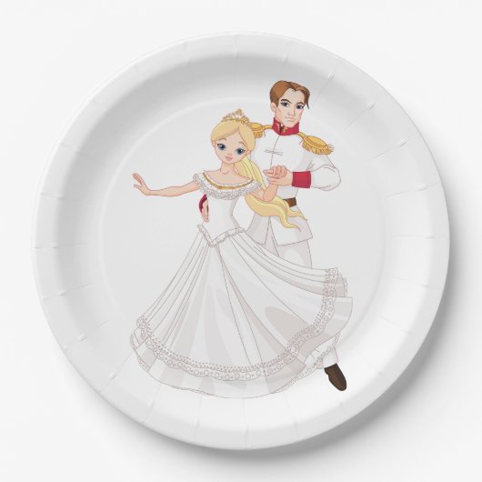 Blonde Princess and Charming Prince Fairytale Papieren Bordje (Voorkant)