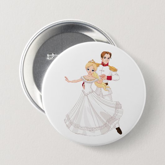 Blonde Princess and Charming Prince Fairytale Ronde Button 7,6 Cm (Voorkant /achterkant)