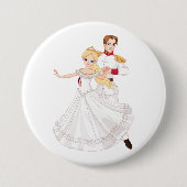 Blonde Princess and Charming Prince Fairytale Ronde Button 7,6 Cm (Voorkant)