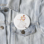 Blonde Princess and Charming Prince Fairytale Ronde Button 7,6 Cm (In situ)
