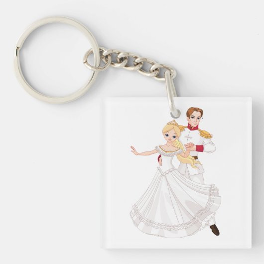 Blonde Princess and Charming Prince Fairytale Sleutelhanger (Voorkant)